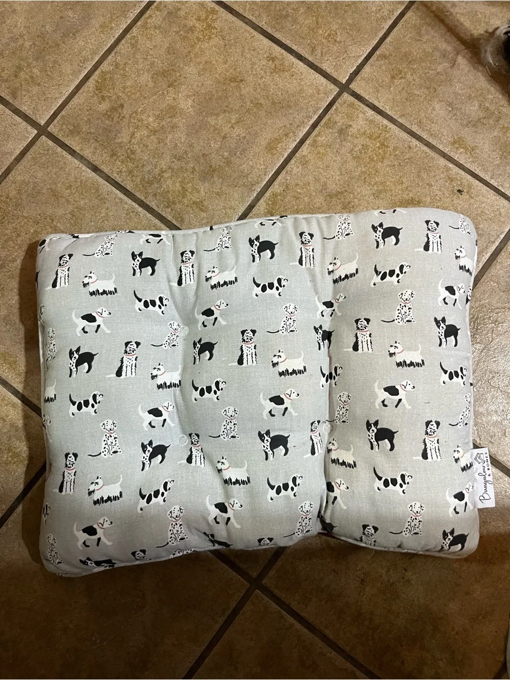 Bunglo & Bones Dog Bed Pillow Gray Dog Print Pet Cushion